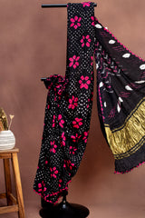Midnight Onyx Gaji Silk Bandhani Saree