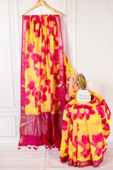 Marigold & Magenta Chanderi Cotton Saree