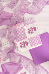 Lilac Checkerboard Chanderi Cotton Unstitched Salwar Set