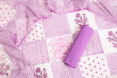 Lilac Checkerboard Chanderi Cotton Unstitched Salwar Set