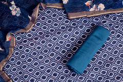Indigo Harmony Chanderi Cotton Unstitched Salwar Set