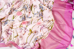 Rose Radiance: Floral Chanderi Unstitched Suit Set