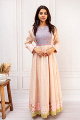 Graceful Pastel Peach Chanderi Anarkali Dress