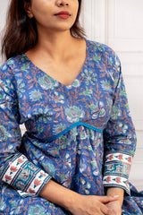 Enchanting Indigo Floral Alia-Cut Anarkali Dress