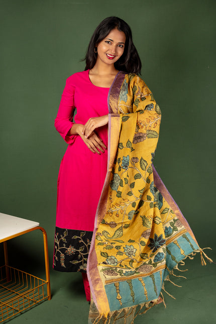 Mangalagiri Cotton Top with Mangalagiri Kalamkari Dupatta