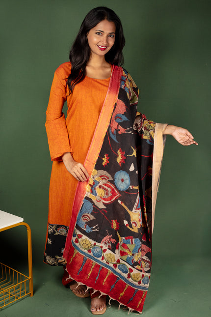 Mangalagiri Cotton Top with Mangalagiri Kalamkari Dupatta