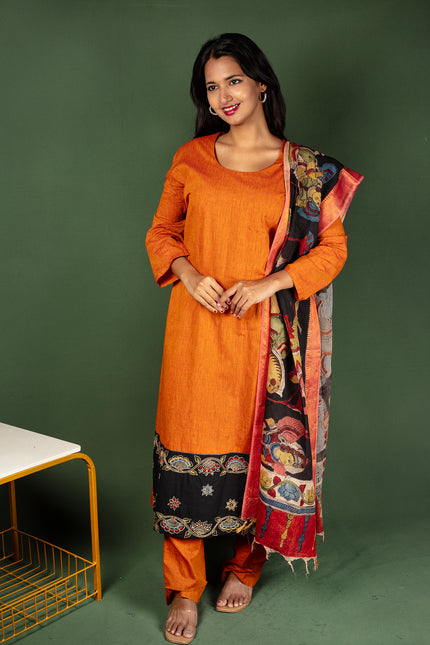 Mangalagiri Cotton Top with Mangalagiri Kalamkari Dupatta