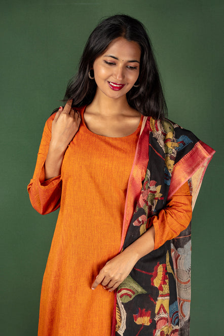 Mangalagiri Cotton Top with Mangalagiri Kalamkari Dupatta
