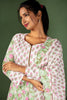White ,Pink, and Green Block Print floral Cotton Kalli Top with Cotton Dupatta