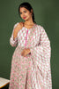 White and Pink Block Print floral Cotton Kalli Top with Cotton Dupatta