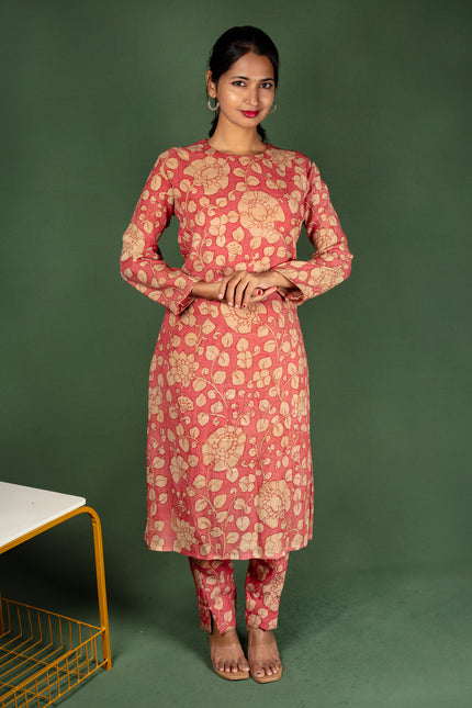 Floral Kalamkari Assam Silk Co ord set