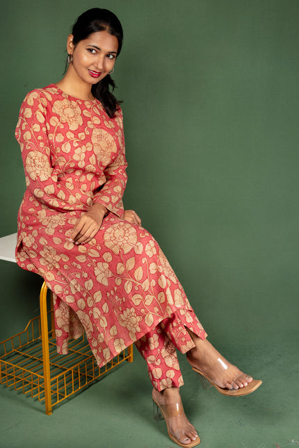 Floral Kalamkari Assam Silk Co ord set