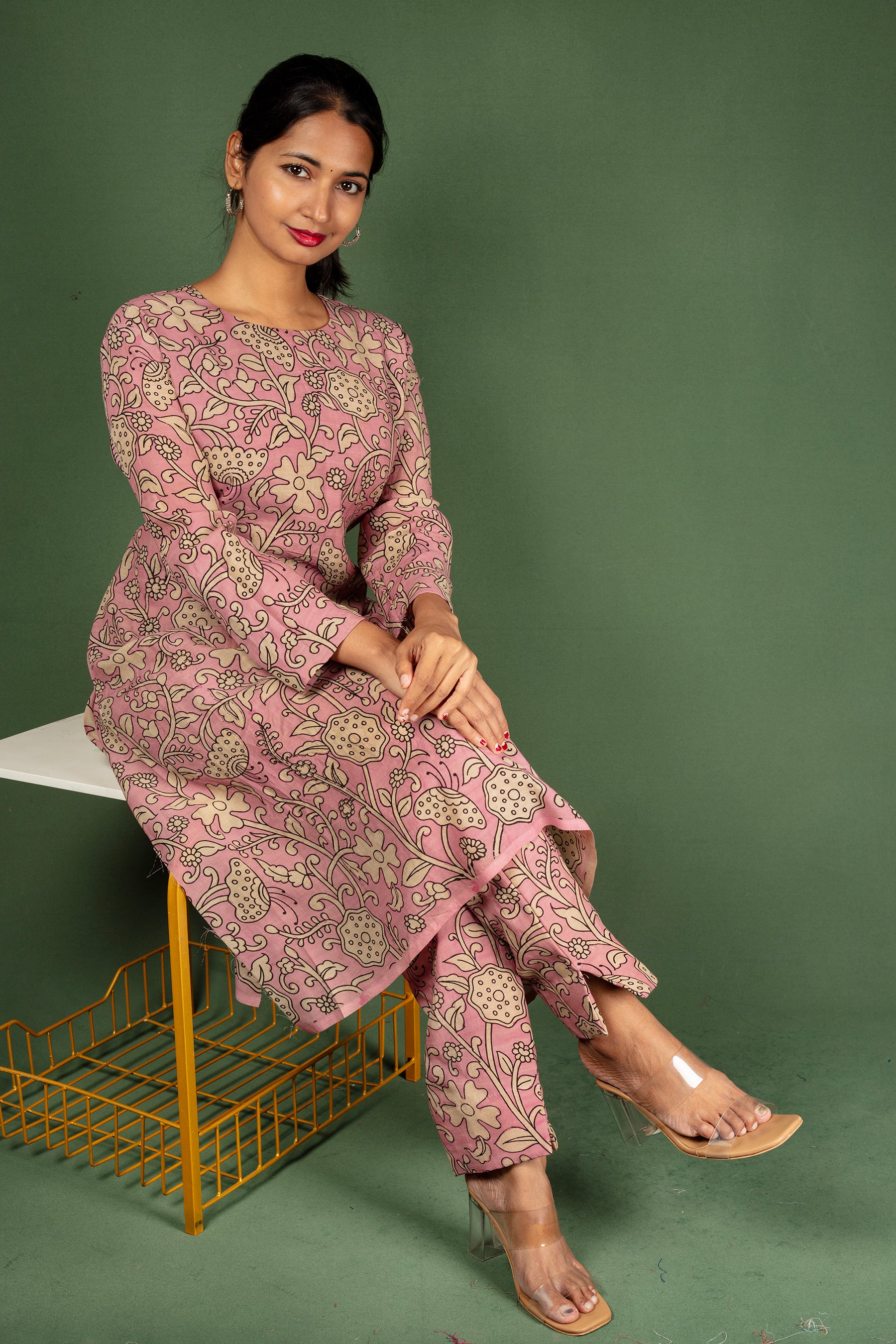 Floral Kalamkari Assam Silk  co-ord set
