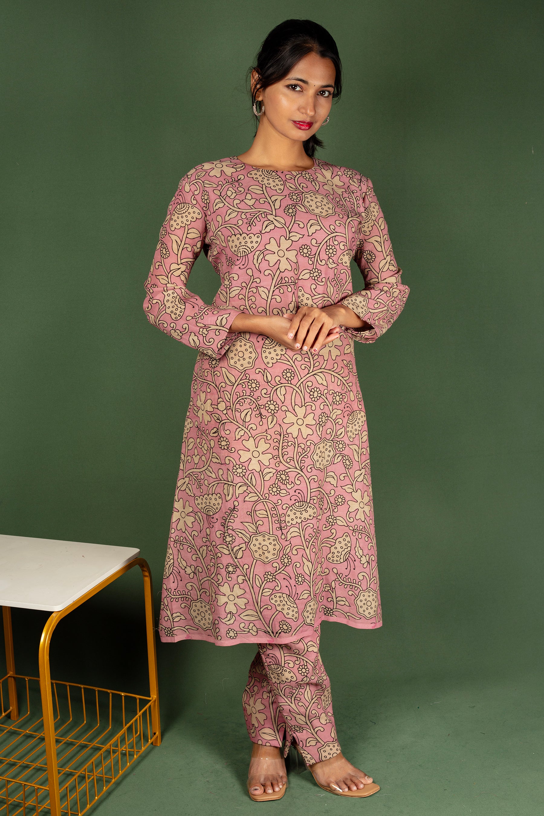Floral Kalamkari Assam Silk  co-ord set