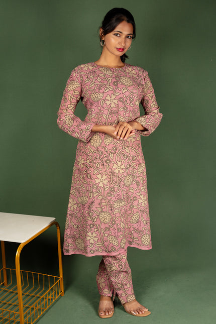 Floral Kalamkari Assam Silk  co-ord set
