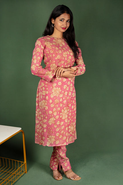 Floral Kalamkari Assam Silk co-ord set