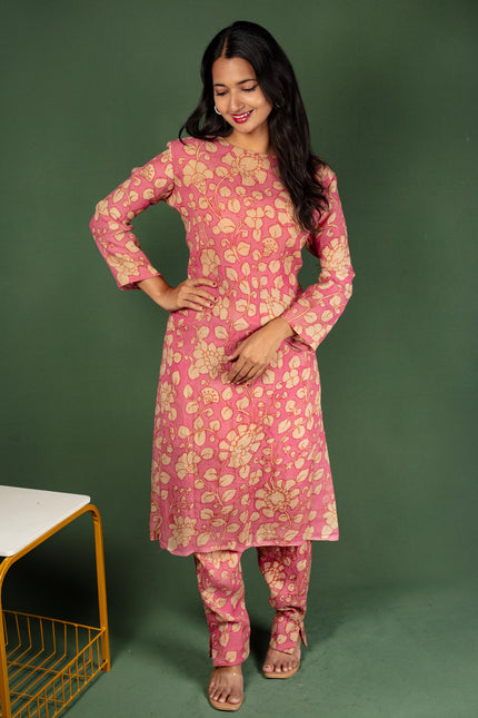 Floral Kalamkari Assam Silk co-ord set