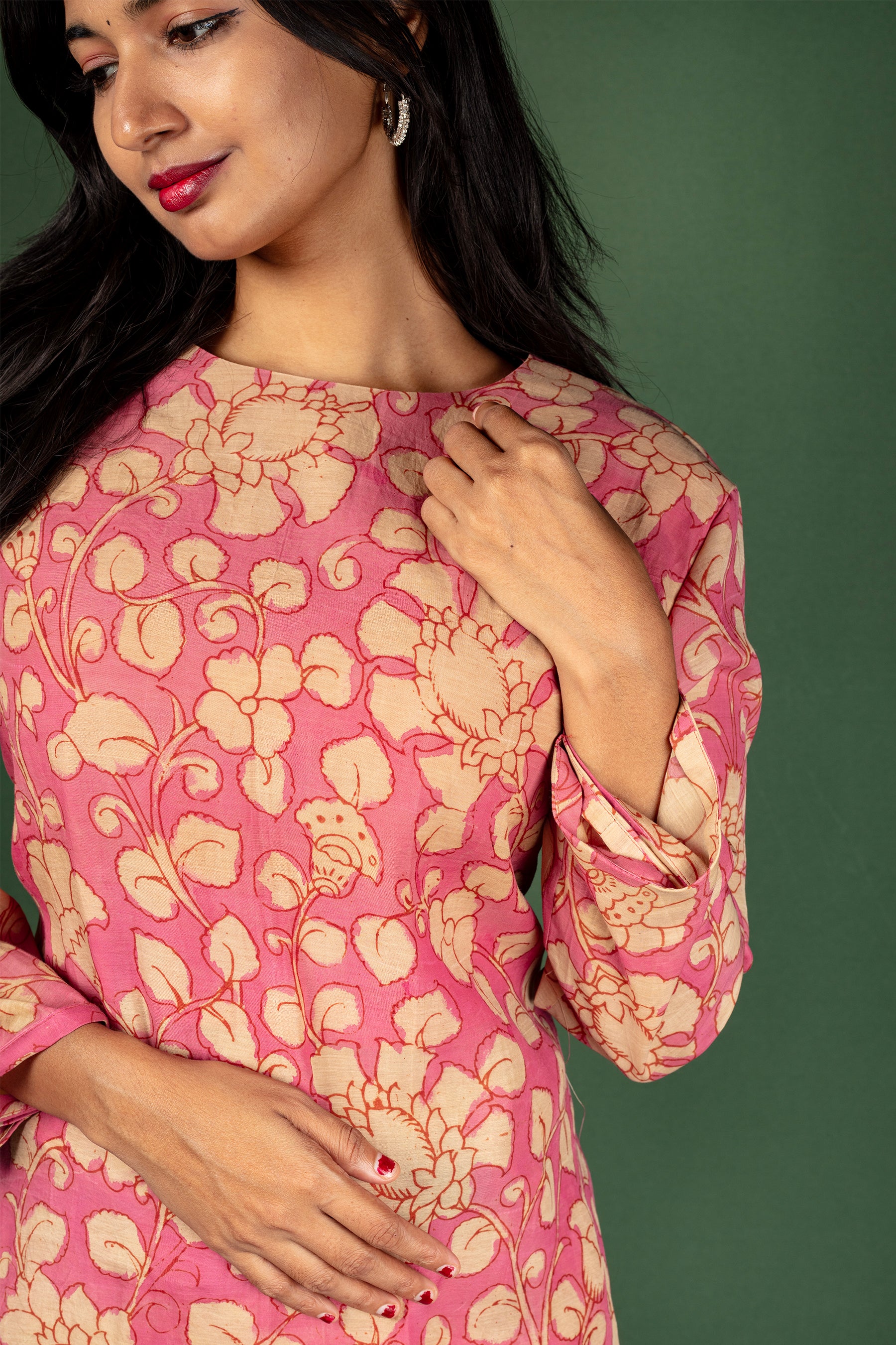 Floral Kalamkari Assam Silk co-ord set