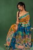 Vibrant Kalamkari Art  Saree with Mythological Motifs