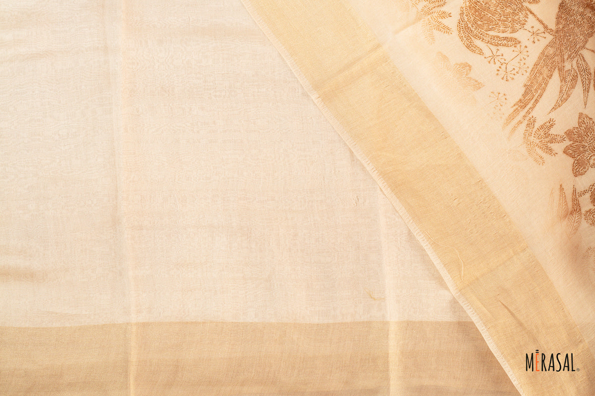 SOFT COTTON CREAM FLORAL SAREE
