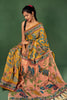 Handcrafted Kalamkari Saree with Majestic Peacock Pallu & Floral Motif Body