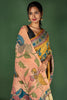 Handcrafted Kalamkari Saree with Majestic Peacock Pallu & Floral Motif Body