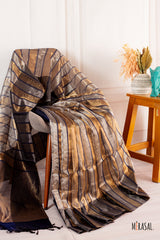 Blue Soft Tissue Striped Saree with Contrast Pallu