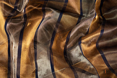 Blue Soft Tissue Striped Saree with Contrast Pallu