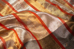 Red Soft Tissue Striped Saree with Contrast Pallu