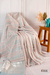 Blush Pink & Silver Soft Tissue Saree