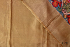 Magenta and Antique Gold Semi-Satin Modal Saree with Kalamkari-Inspired Border