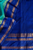 Royal Blue & Teal Handloom Kanchipuram Silk Saree With Zari Border