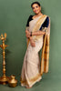 Elegant Beige & Mustard Traditional Handloom Cotton Saree With Golden Zari Border
