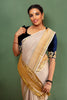 Elegant Beige & Mustard Traditional Handloom Cotton Saree With Golden Zari Border