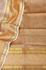 Elegant Beige & Mustard Traditional Handloom Cotton Saree With Golden Zari Border