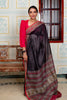 Charcoal Black with Striped & Paisley Pallu Maheswari Silk Saree