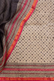 Charcoal Black with Striped & Paisley Pallu Maheswari Silk Saree