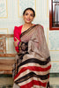 Elegant Striped Maheswari Silk Saree With Floral Border