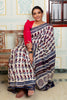 Cream And Indigo Maheswari Silk Saree With Traditional Leaf Motif