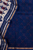 Cream And Indigo Maheswari Silk Saree With Traditional Leaf Motif