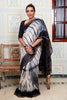 Elegant Black & White Maheswari Silk Saree