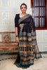 Elegant Black And White Maheswari Silk Saree