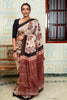 Elegant Beige And  Maroon Maheswari Silk Saree