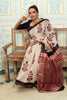 Elegant Beige And  Maroon Maheswari Silk Saree