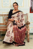 Elegant Beige And  Maroon Maheswari Silk Saree