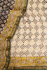 Black and Olive Maheshwari Silk Saree with Mustard Accents