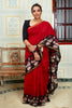 Elegant Red and Black Maheswari Silk Saree