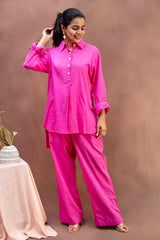 Vibrant Candy Pink Cotton Co-Ord Set