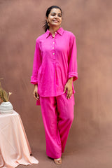 Vibrant Candy Pink Cotton Co-Ord Set