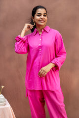 Vibrant Candy Pink Cotton Co-Ord Set